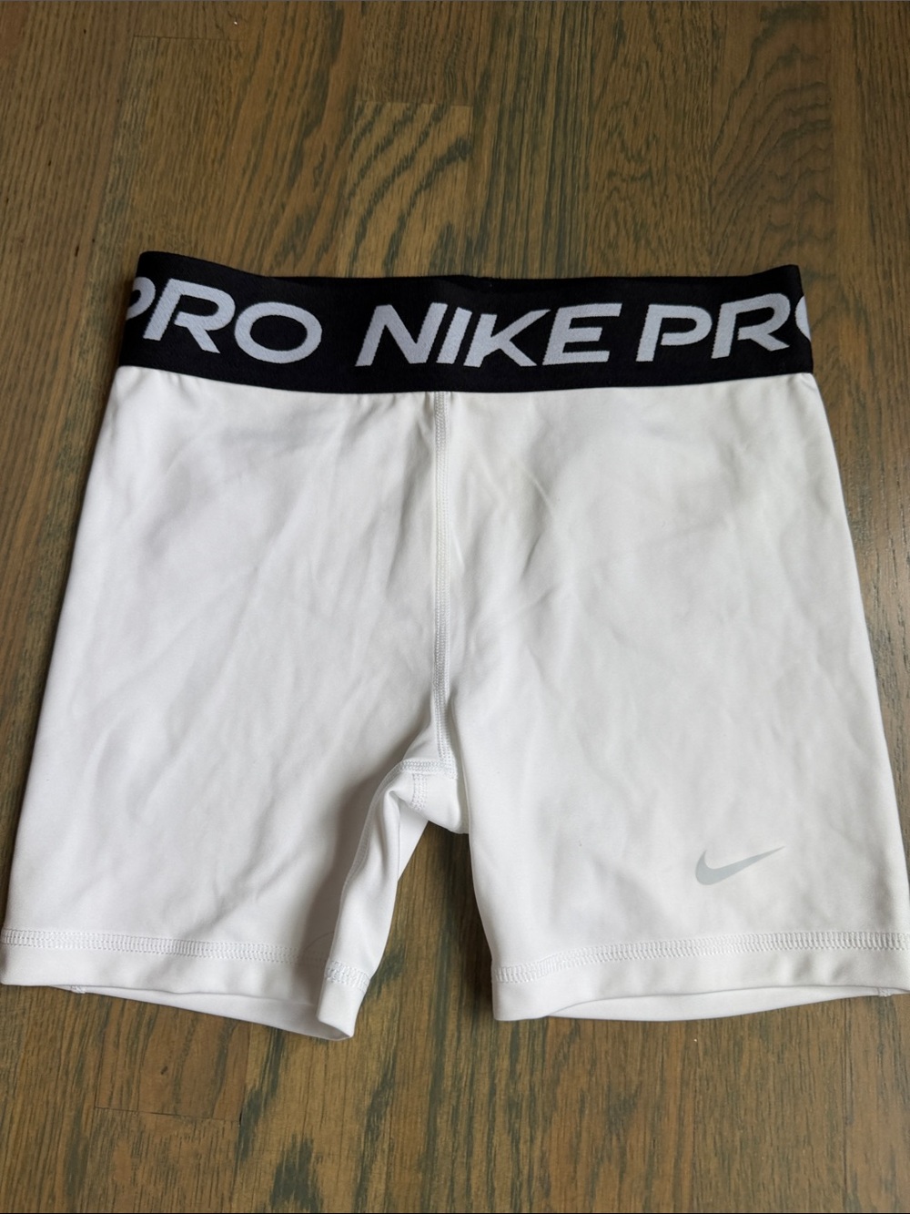 NWOT Nike White Pro Compression Shorts with Black Branded Waistband
